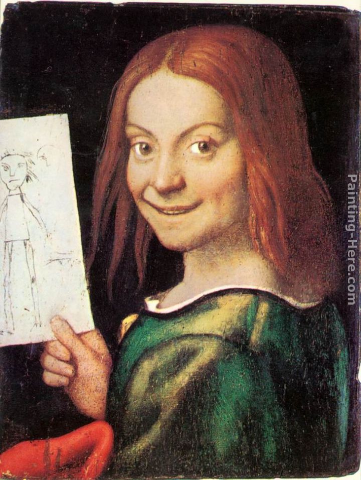 Read-headed Youth Holding a Drawing painting - Giovanni Francesco Caroto Read-headed Youth Holding a Drawing art painting